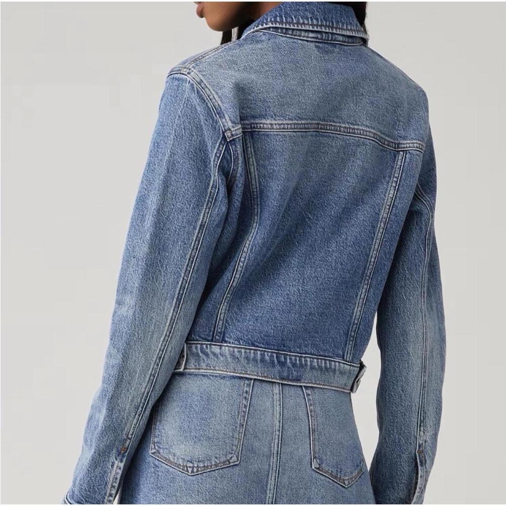 NWT Good American Committed To Fit Button Down Jacket -Light-Wash Indigo 4X - Picture 3 of 3